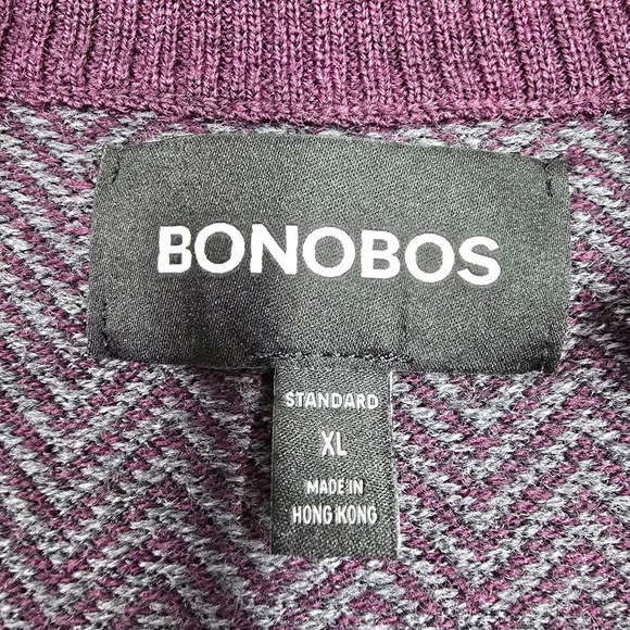 Bonobos Sweater Mens XL Purple Chevron Merino Wool 1/4 Zip Long Sleeve - Picture 5 of 13